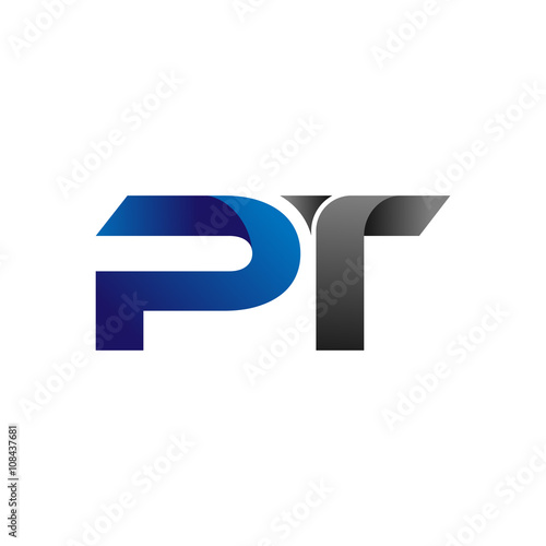 Modern Simple Initial Logo Vector Blue Grey Letters pt