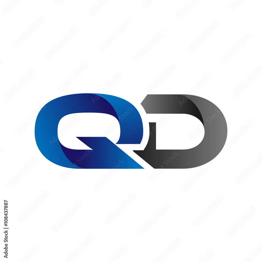Modern Simple Initial Logo Vector Blue Grey Letters qd Modern Simple Initial Logo Vector Blue Grey Letters qd