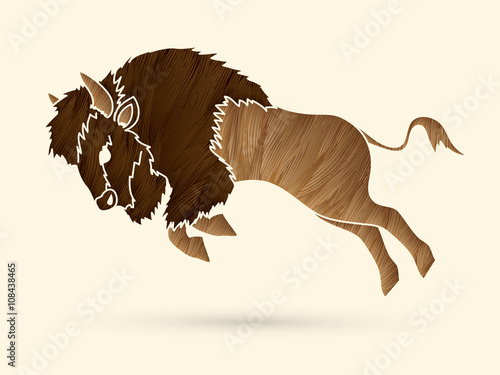 Buffalo Jumping designed using  grunge brush graphic vector