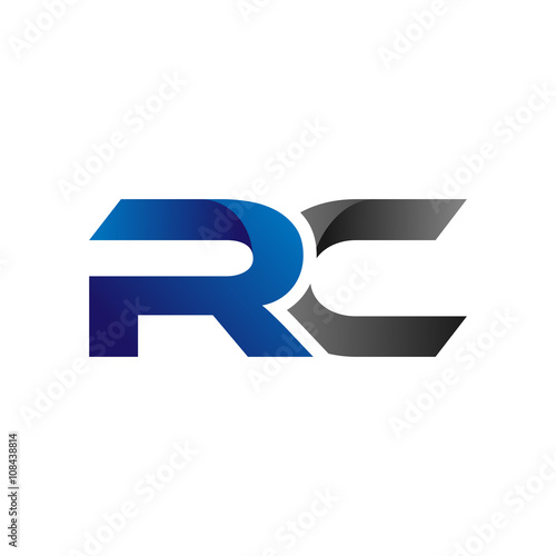 Modern Simple Initial Logo Vector Blue Grey Letters rc