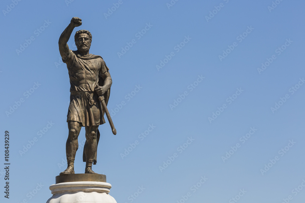 Statue of Filip II, father of Alexander the Great monument. Skop