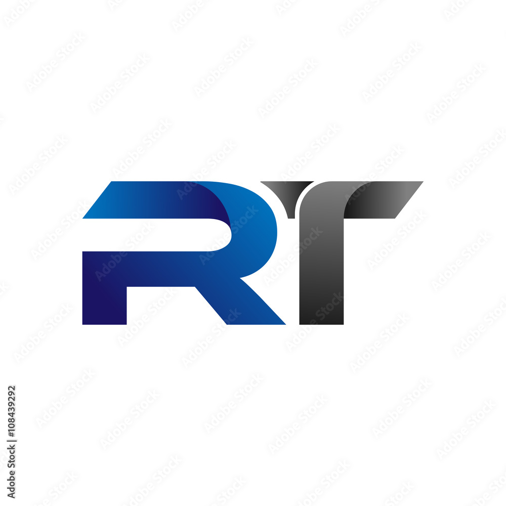 Modern Simple Initial Logo Vector Blue Grey Letters rt Modern Simple Initial Logo Vector Blue Grey Letters rt
