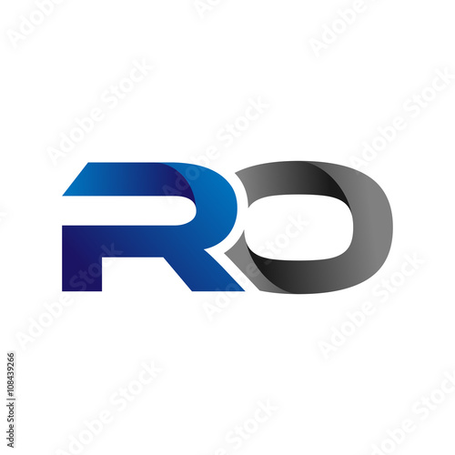 Modern Simple Initial Logo Vector Blue Grey Letters ro