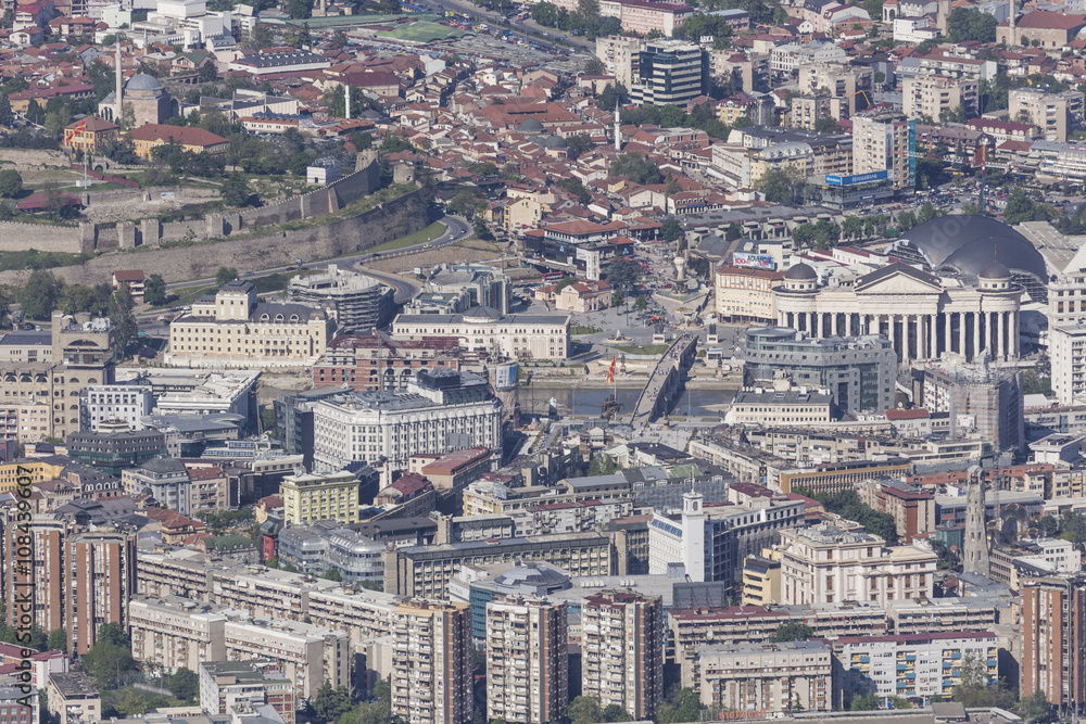 Aerial view of the city centre of Skopje - Macedonia