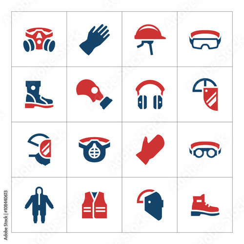 Set color icons of personal protective equipment © motorama