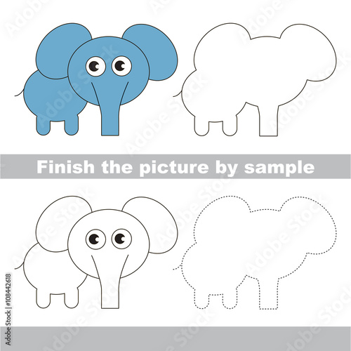 Elephant. Drawing worksheet.