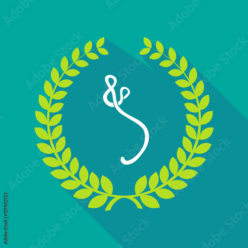 Long shadow laurel wreath icon with  an ebola sign