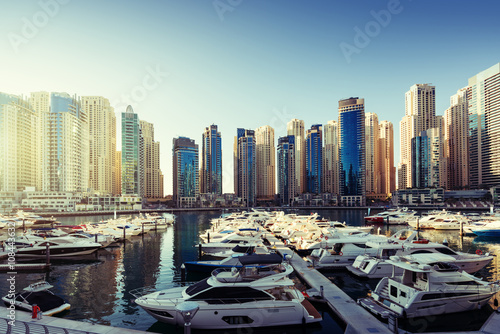 Dubai Marina at sunset, United Arab Emirates
