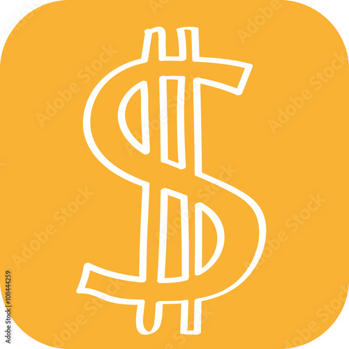 Handgezeichnetes Dollar-Symbol auf orangenem Hintergrund