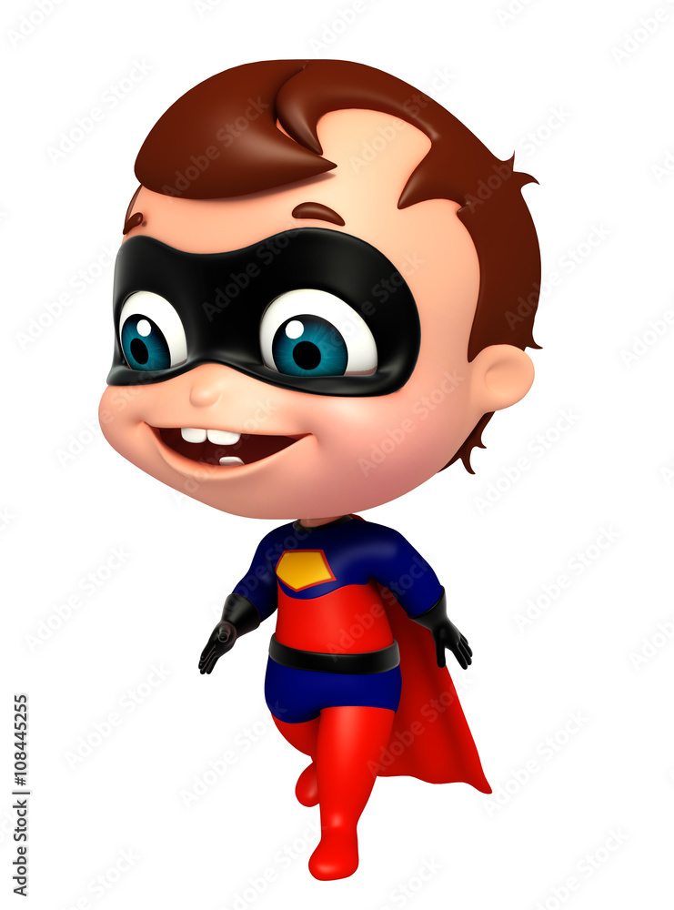 3D Rendered illustration of superbaby with walking pose