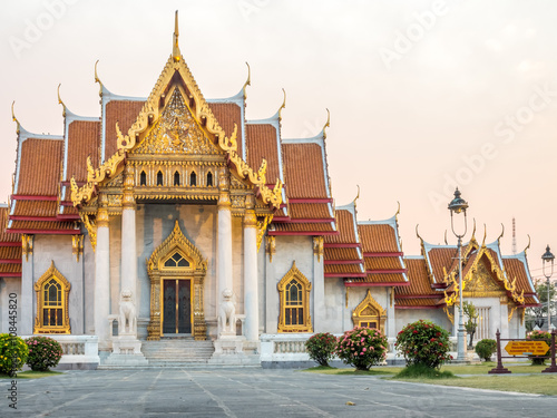 Marble temple under twilight sky