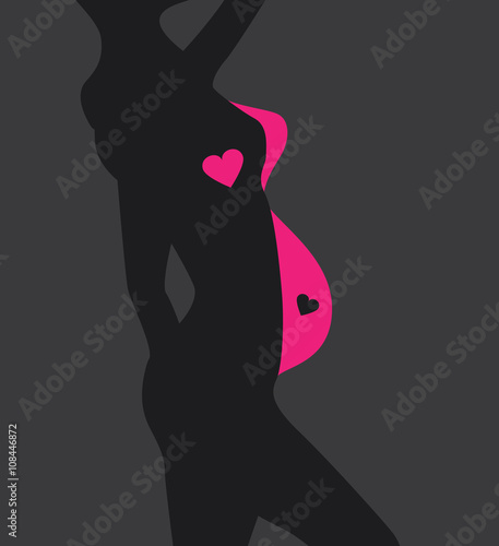 Pregnant woman silhouette, symbolic body changes vector