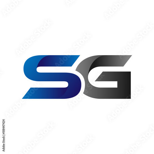 Modern Simple Initial Logo Vector Blue Grey Letters sg