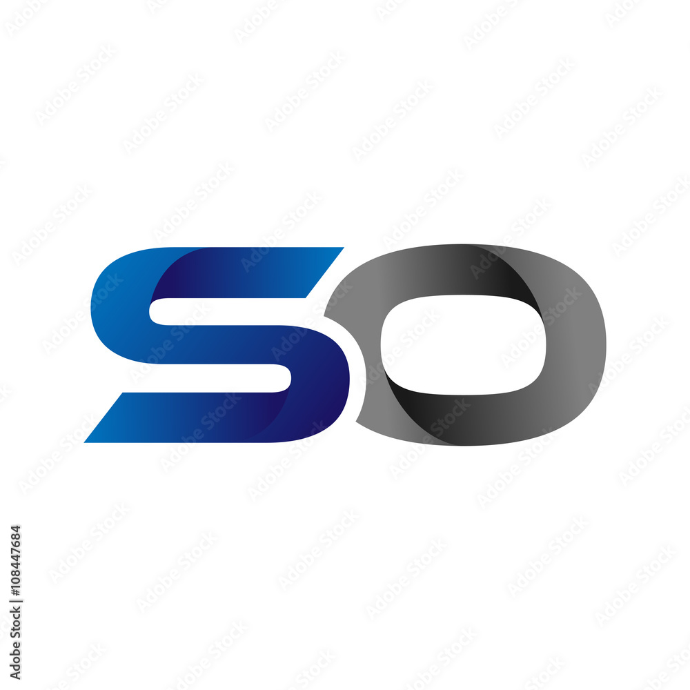 Modern Simple Initial Logo Vector Blue Grey Letters so