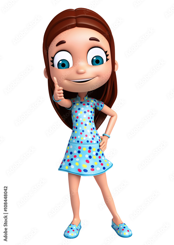 3D Render of Little Girl with thums up pose 3D Render of Little Girl with thums up pose