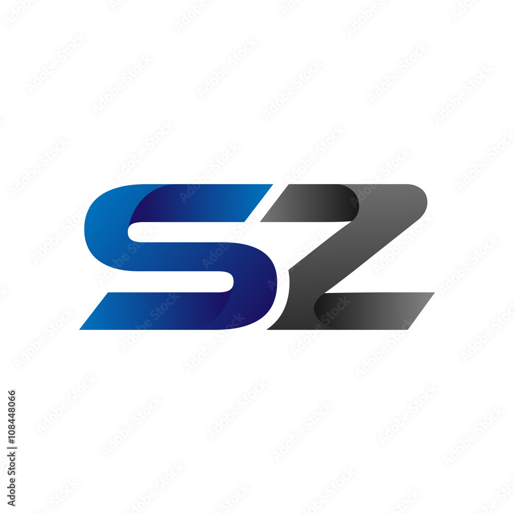 Modern Simple Initial Logo Vector Blue Grey Letters sz Modern Simple Initial Logo Vector Blue Grey Letters sz