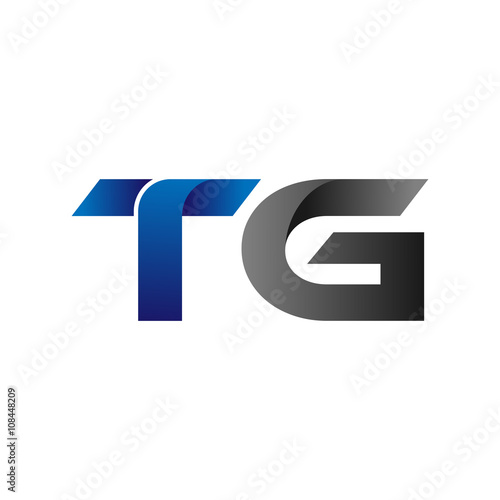 Modern Simple Initial Logo Vector Blue Grey Letters tg