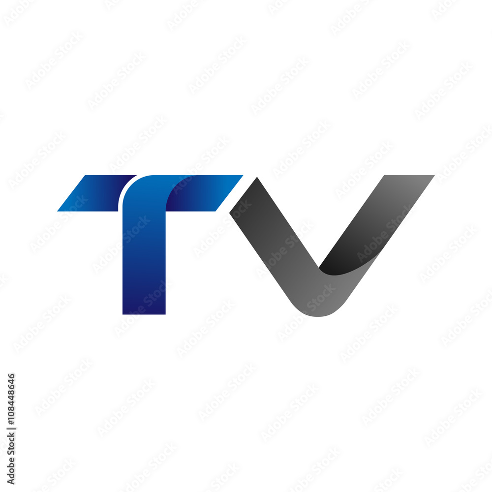 Modern Simple Initial Logo Vector Blue Grey Letters tv Modern Simple Initial Logo Vector Blue Grey Letters tv