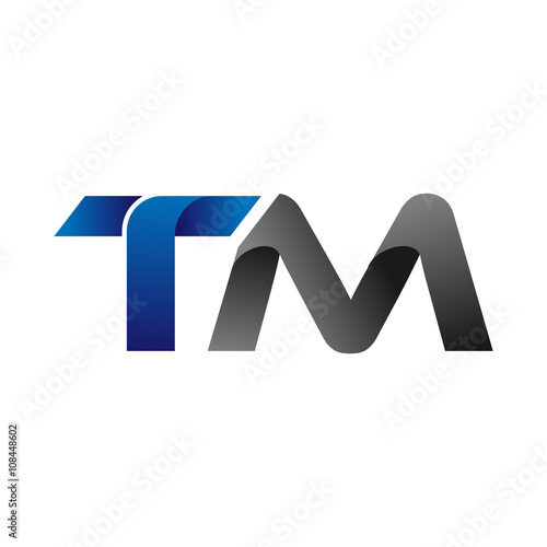 Modern Simple Initial Logo Vector Blue Grey Letters tm