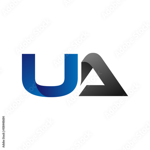 Modern Simple Initial Logo Vector Blue Grey Letters ua
