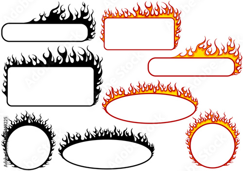 Set of Fire Banners With Wh...