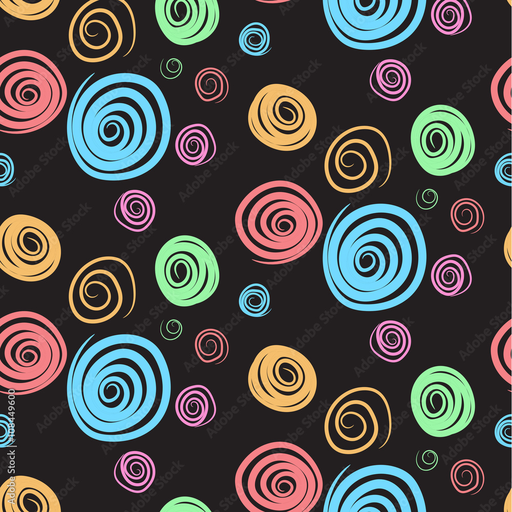 colorful swirls on black pattern colorful swirls on black pattern