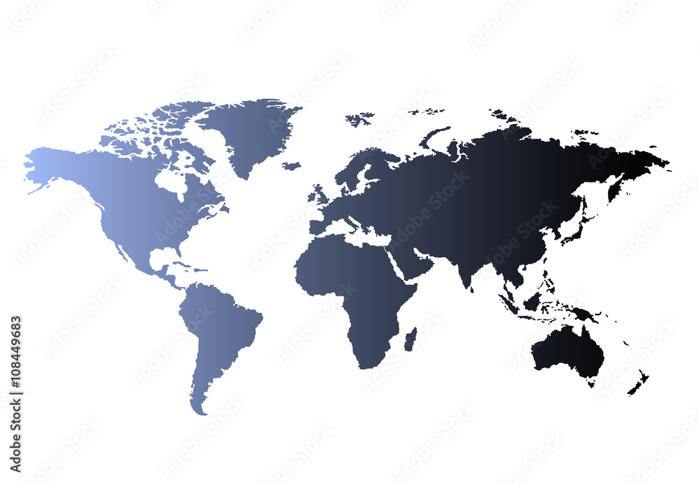 Naklejka premium Mapa świata krajów kolorowe. Ilustracji wektorowych.