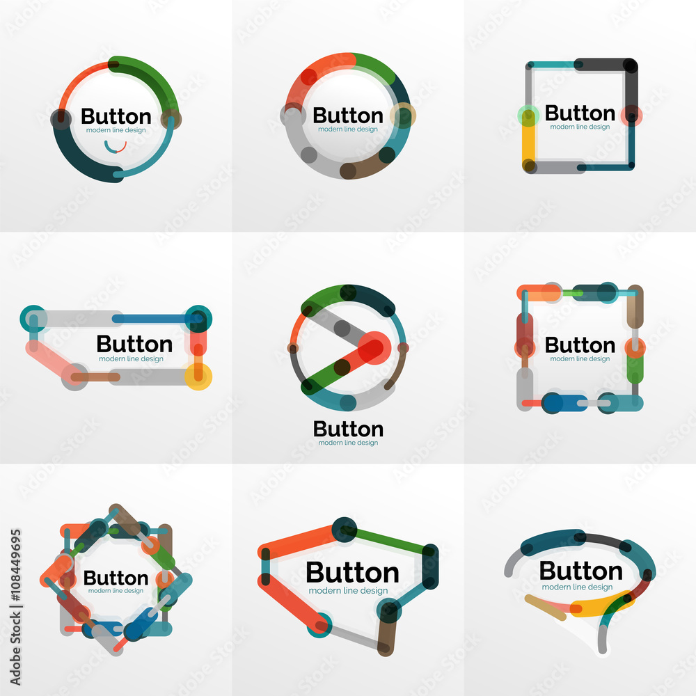 Obraz premium Thin line design geometric button set, flat illustration