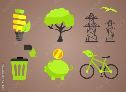 Ecology icon set infographics new design