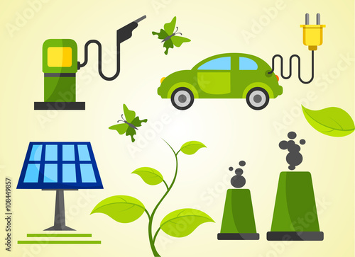 Ecology icon set infographics new design