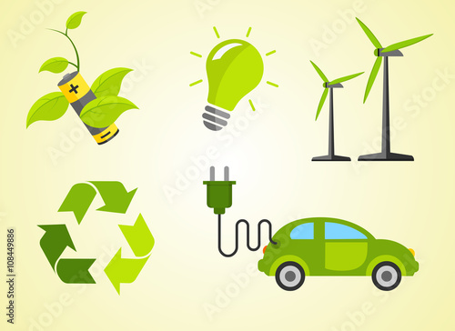 Ecology icon set infographics new design