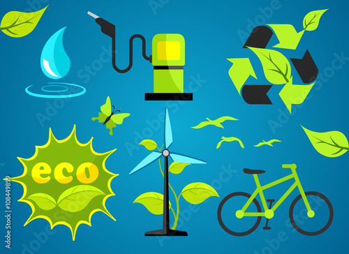 Ecology icon set infographics new design