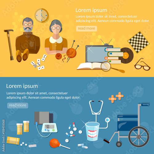 Nursing home banners social care for the elderly retirement home