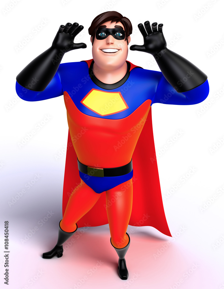 3D Rendered illustration of superhero with funny pose 3D Rendered illustration of superhero with funny pose