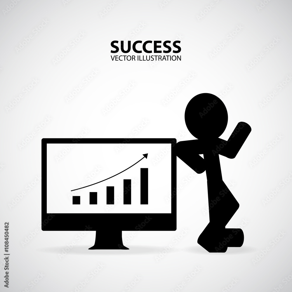 Businessman Presenting Business Growth Chart. Silhouette Graphic Design. Success Concept. Businessman Presenting Business Growth Chart. Silhouette Graphic Design. Success Concept.
