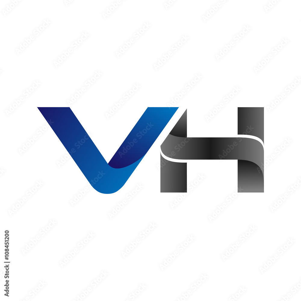 Modern Simple Initial Logo Vector Blue Grey Letters vh Modern Simple Initial Logo Vector Blue Grey Letters vh