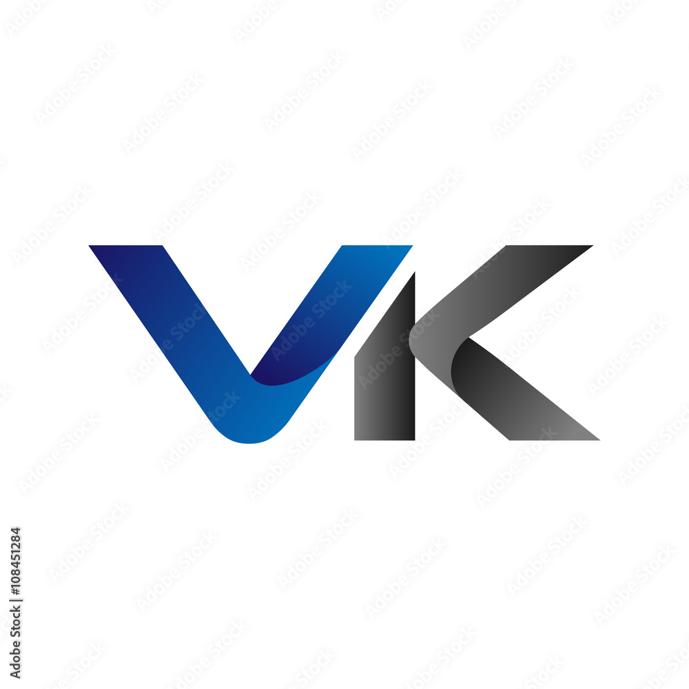 Modern Simple Initial Logo Vector Blue Grey Letters vk Modern Simple Initial Logo Vector Blue Grey Letters vk