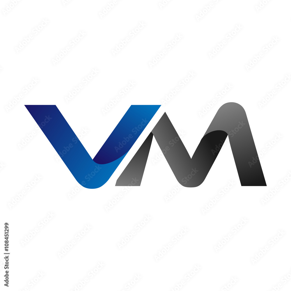 Modern Simple Initial Logo Vector Blue Grey Letters vm Modern Simple Initial Logo Vector Blue Grey Letters vm