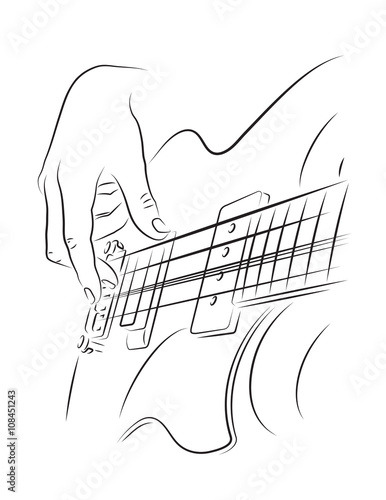 Playing Bass line art illustration.