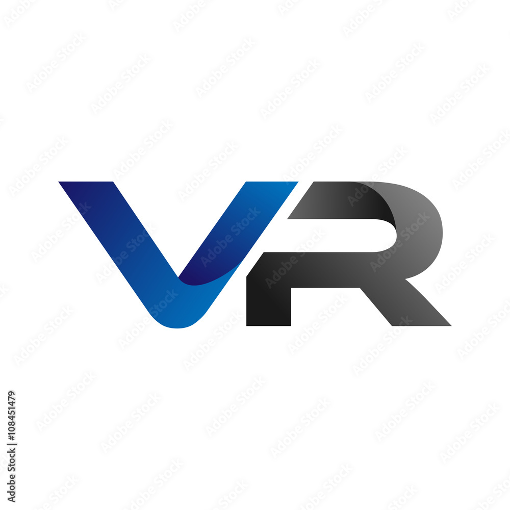 Modern Simple Initial Logo Vector Blue Grey Letters vr Modern Simple Initial Logo Vector Blue Grey Letters vr
