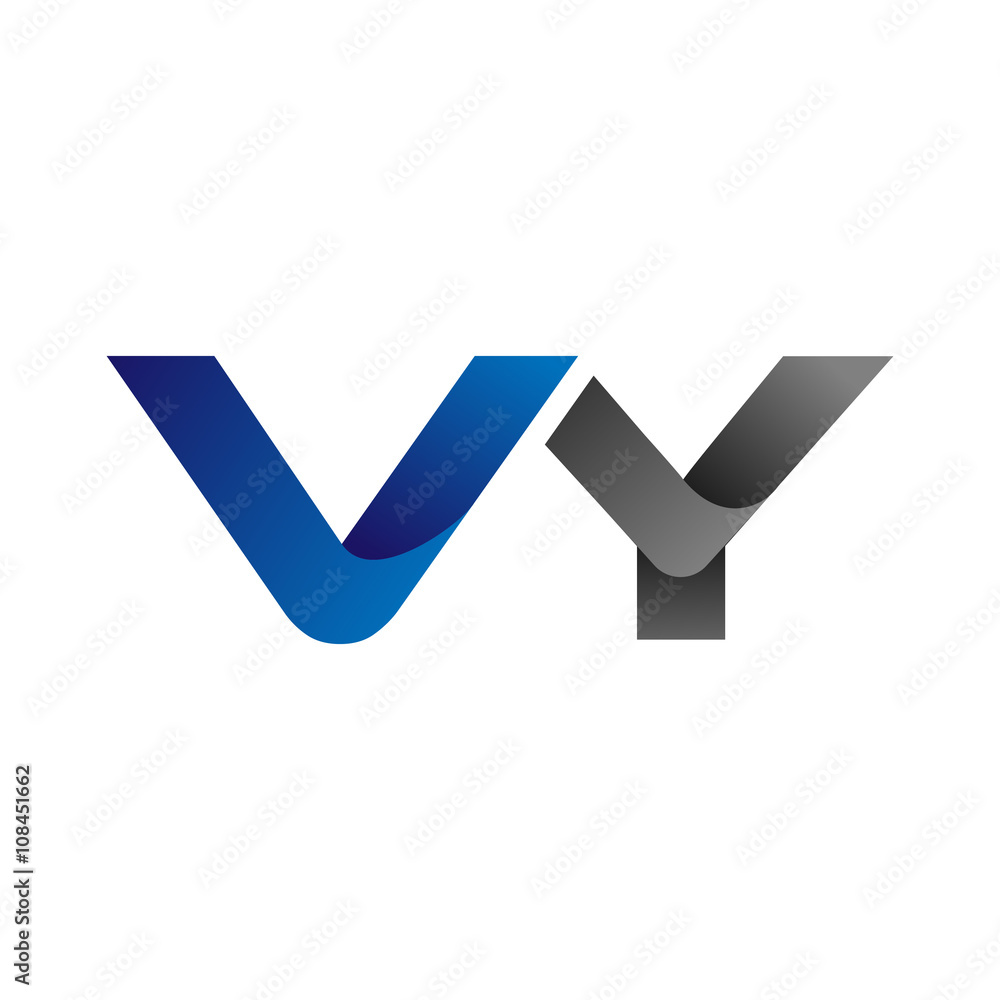 Modern Simple Initial Logo Vector Blue Grey Letters vy Modern Simple Initial Logo Vector Blue Grey Letters vy