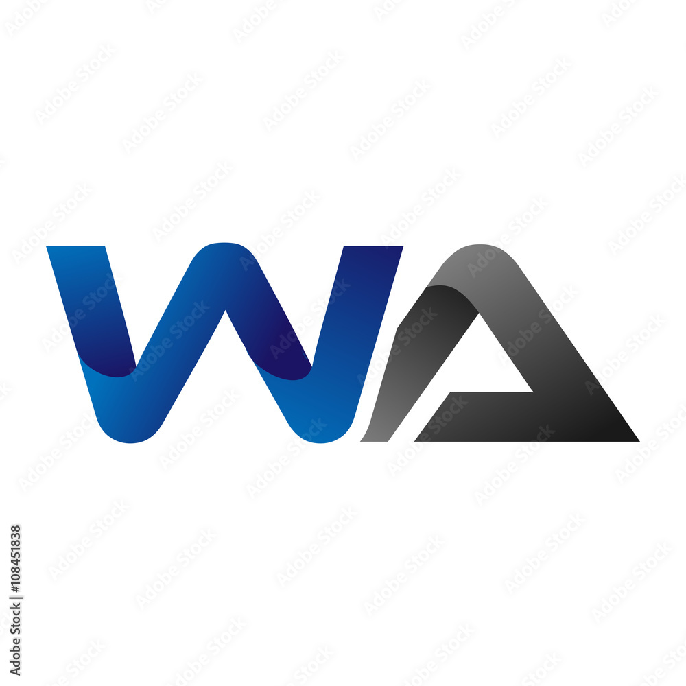 Modern Simple Initial Logo Vector Blue Grey Letters wa Modern Simple Initial Logo Vector Blue Grey Letters wa