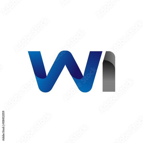 Modern Simple Initial Logo Vector Blue Grey Letters wi