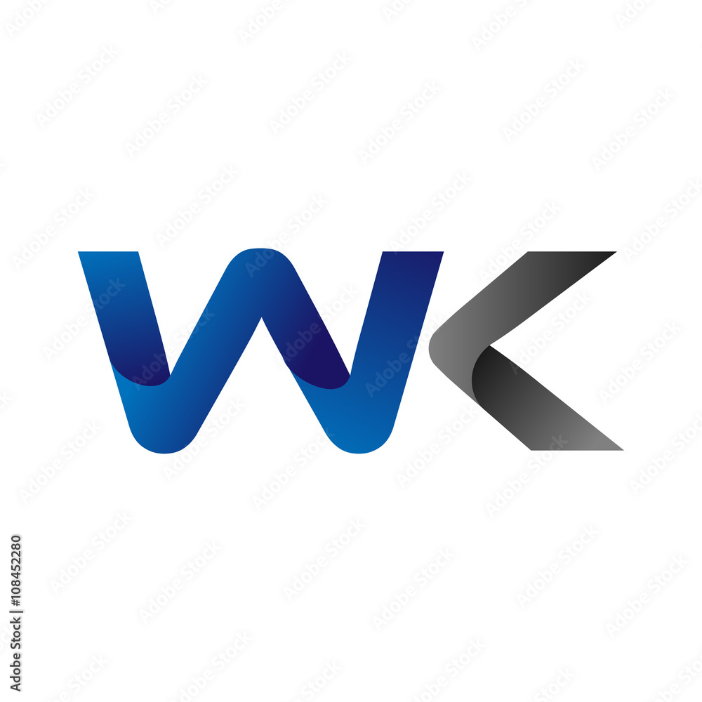 Modern Simple Initial Logo Vector Blue Grey Letters wk Modern Simple Initial Logo Vector Blue Grey Letters wk