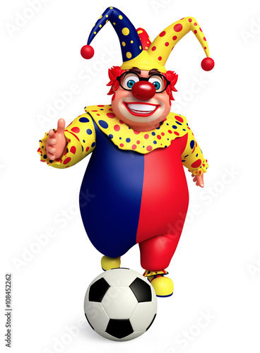 happy clown with football © visible3dscience