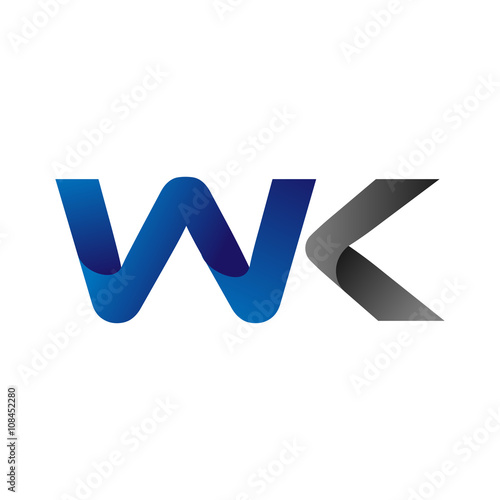 Modern Simple Initial Logo Vector Blue Grey Letters wk