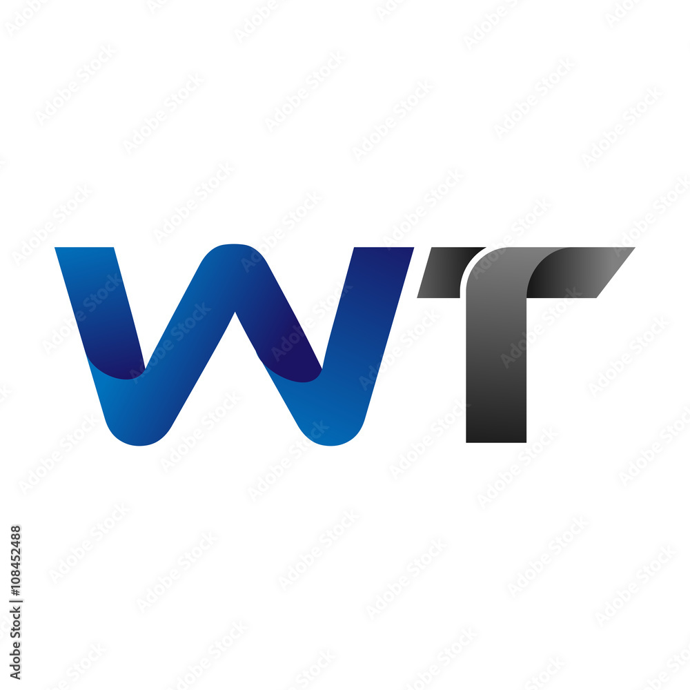 Modern Simple Initial Logo Vector Blue Grey Letters wt Modern Simple Initial Logo Vector Blue Grey Letters wt