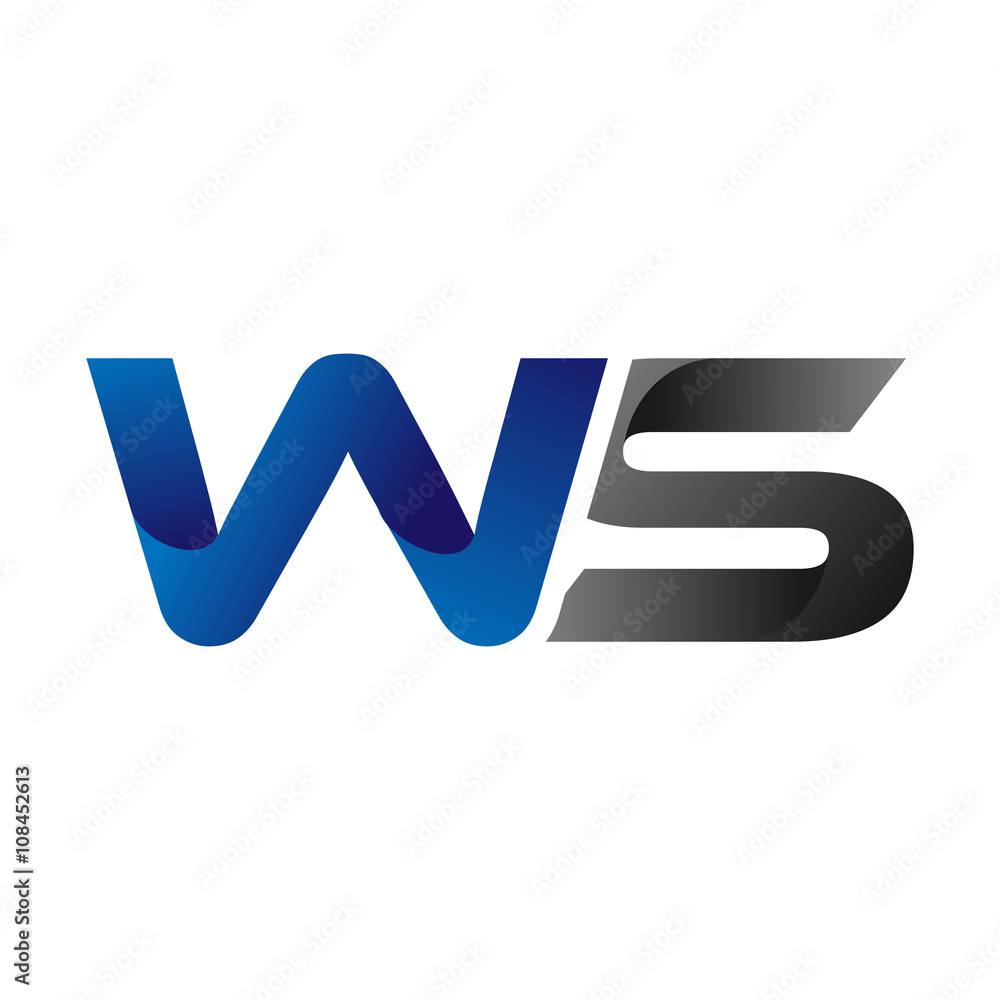Modern Simple Initial Logo Vector Blue Grey Letters ws Modern Simple Initial Logo Vector Blue Grey Letters ws