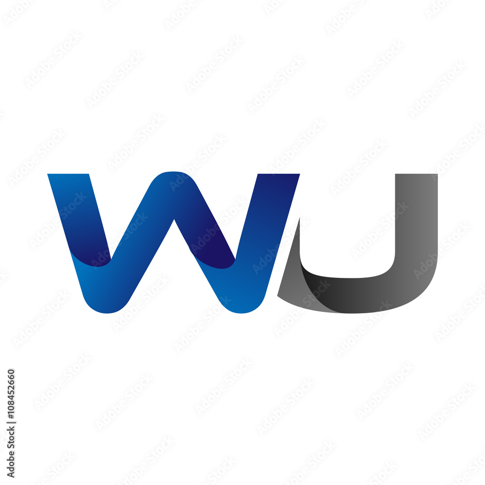 Modern Simple Initial Logo Vector Blue Grey Letters wu Modern Simple Initial Logo Vector Blue Grey Letters wu