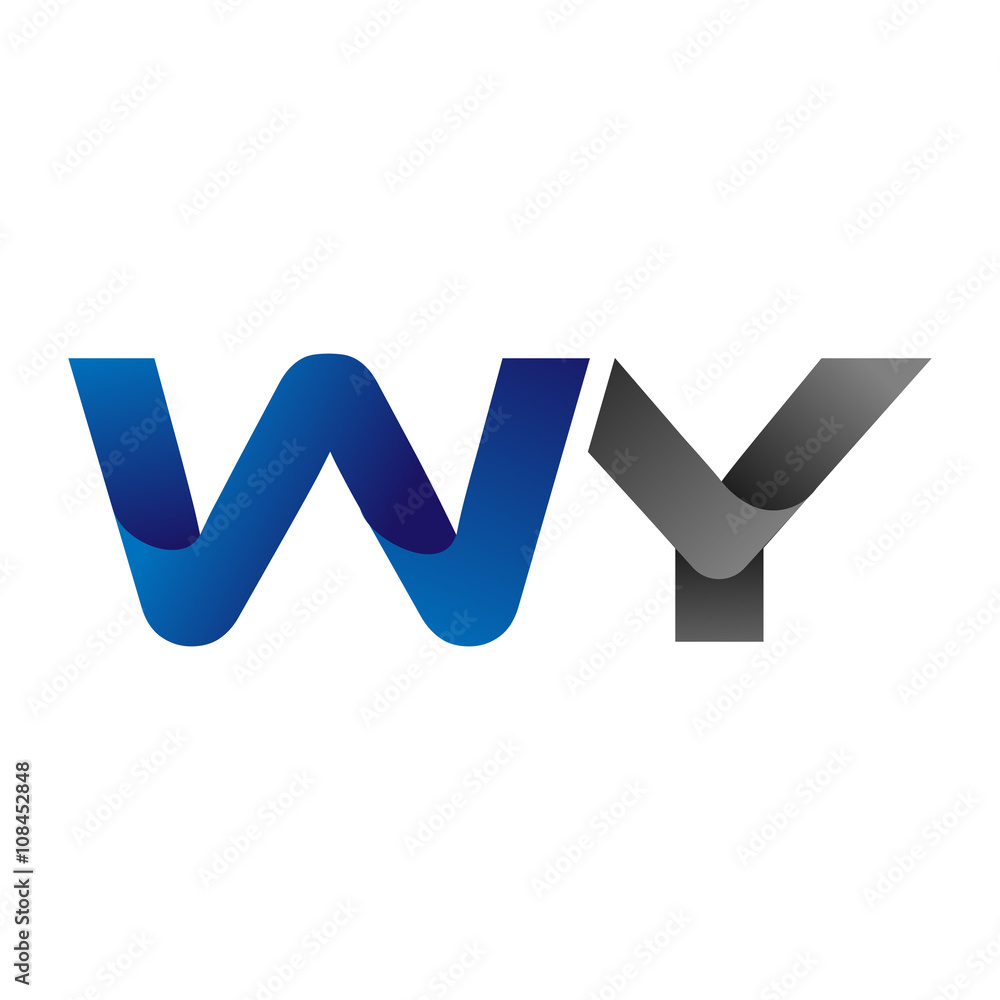 Modern Simple Initial Logo Vector Blue Grey Letters wy Modern Simple Initial Logo Vector Blue Grey Letters wy